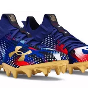new men's 10 Under Armour UA Spotlight 4 MC USA Football Cleats 3027307-400