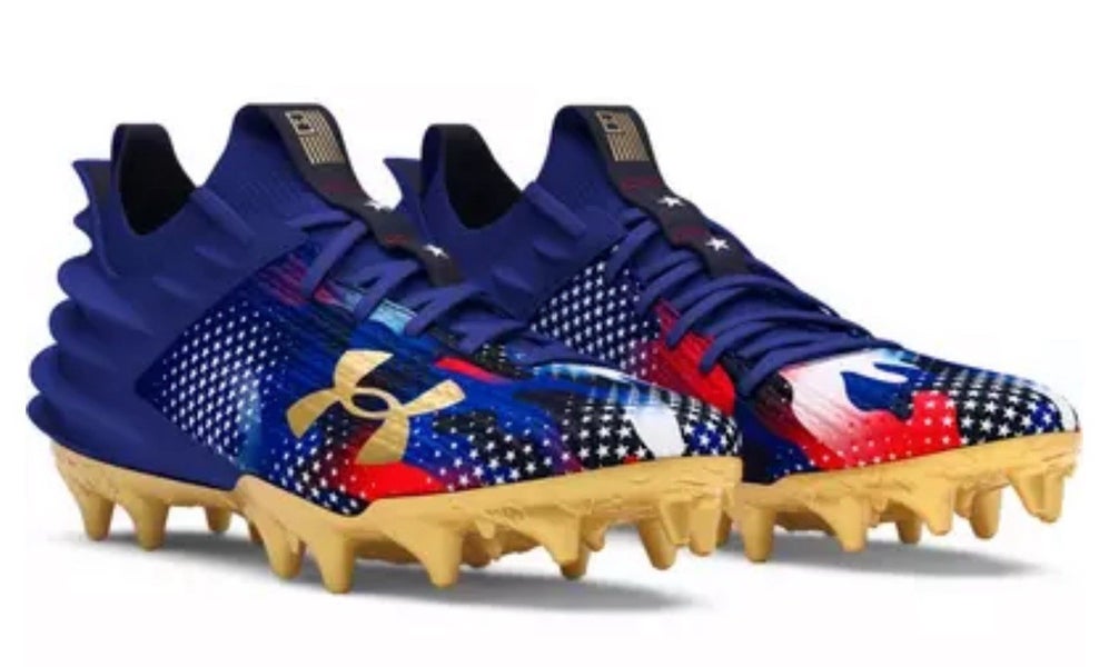 new men's 10 Under Armour UA Spotlight 4 MC USA Football Cleats 3027307-400