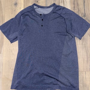 Lululemon Navy Blue Metal Vent Tech Short Sleeve Henley Shirt L