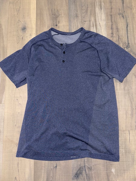 Lululemon Navy Blue Metal Vent Tech Short Sleeve Henley Shirt L