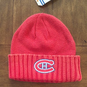 Montreal Canadians Adult Retro Brand Beanie Knit Red Cuffed One Size Fits New