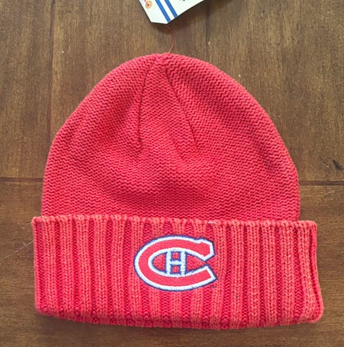 Montreal Canadians Adult Retro Brand Beanie Knit Red Cuffed One Size Fits New