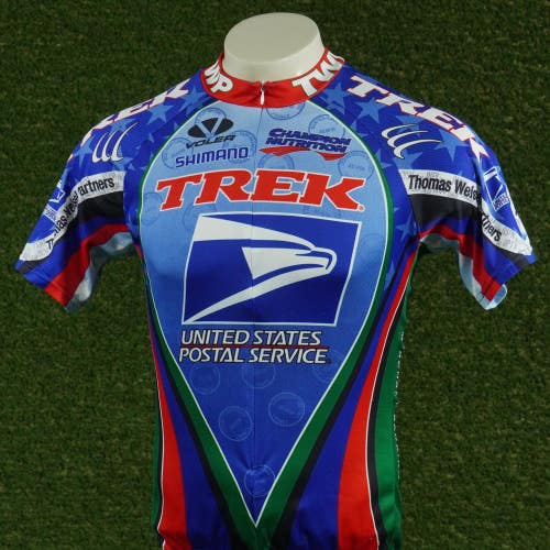 MENS LARGE TREK CYCLING JERSEY UNITED STATES POSTAL SERVICE USPS FULL ZIP, VGC