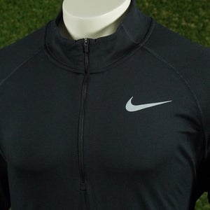 MENS XL NIKE DRI-FIT ELEMENT PULLOVER 1/2 ZIP LONG SLEEVE BLACK, VGC