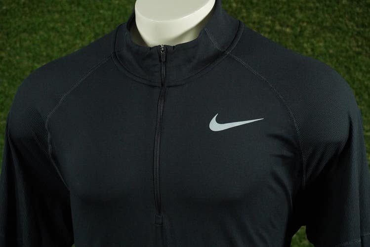 MENS XL NIKE DRI-FIT ELEMENT PULLOVER 1/2 ZIP LONG SLEEVE BLACK, VGC