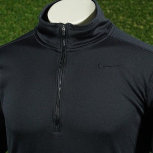 MENS XL NIKE DRI-FIT PULLOVER 1/2 ZIP LONG SLEEVE BLACK, VGC