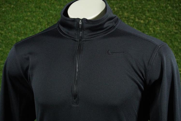 MENS XL NIKE DRI-FIT PULLOVER 1/2 ZIP LONG SLEEVE BLACK, VGC