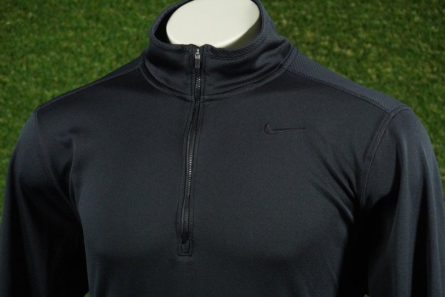 MENS XL NIKE DRI-FIT PULLOVER 1/2 ZIP LONG SLEEVE BLACK, VGC