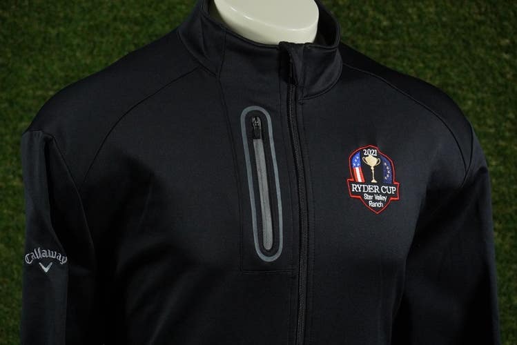MENS XL CALLAWAY OPTI-DRI JACKET GOLF FULL-ZIP BLACK, 2021 RYDER CUP LOGO