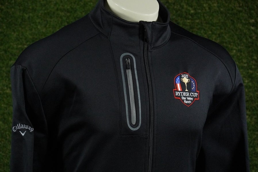 MENS XL CALLAWAY OPTI-DRI JACKET GOLF FULL-ZIP BLACK, 2021 RYDER CUP LOGO