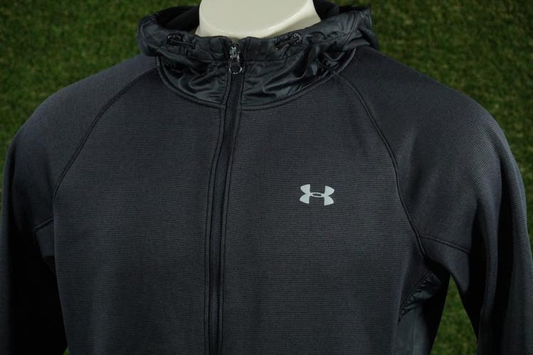 MENS XL UNDER ARMOUR COLDGEAR SWACKET FULL ZIP LONG SLEEVE BLACK, VGC