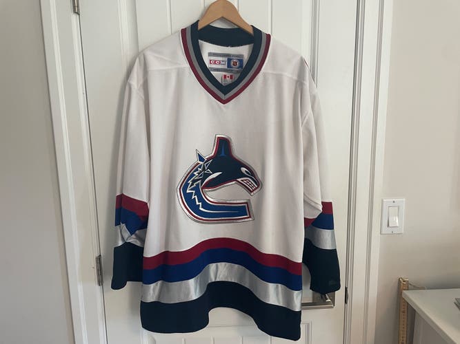 Authentic CCM Vancouver Canucks West Coast Express White Jersey Size XL