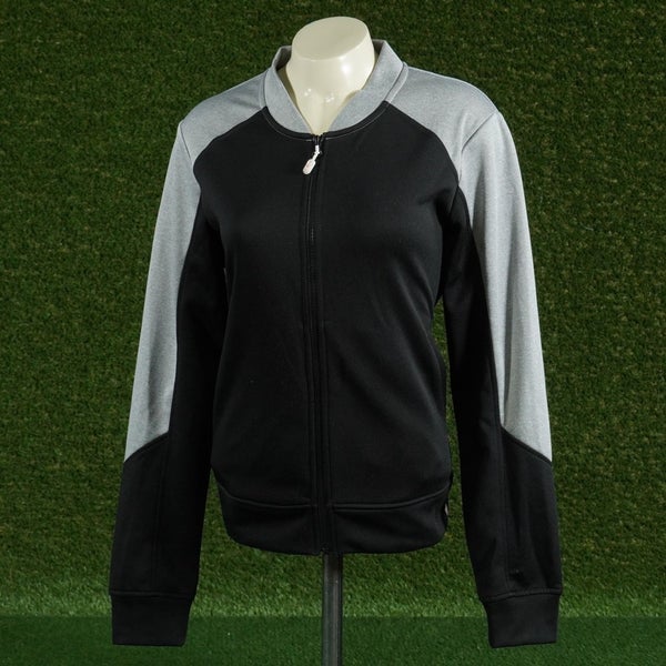 WOMENS LARGE CBUK POP FLY COLORBLOCK HEATHERED FLEECE FULL ZIP BOMBER JACK, VGC