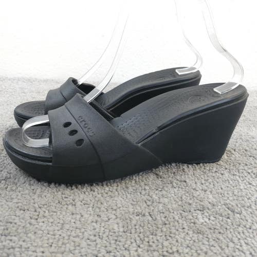 Crocs Kadee Sandal Womens Size 7 Slide Wedge Heel Mule Beach Pool Shoes Black