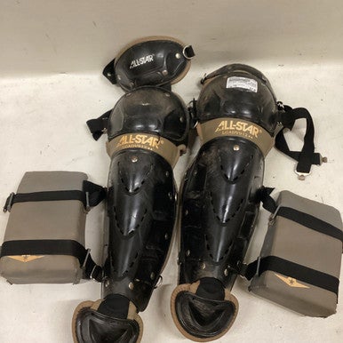 Used All-Star LGADV912 Catchers Leg Guards Black And Grey Youth 11725-S000490032