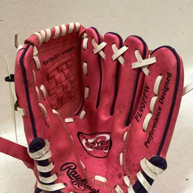 Used Rawlings PL90PPW RH Throw Fastpitch Gloves Pink 7" 11725-S000491877