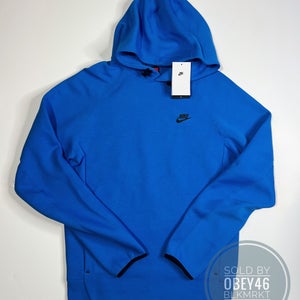 Nike Air Sportswear Tech Fleece Blue Knit Pullover Hoodie  M-Tall