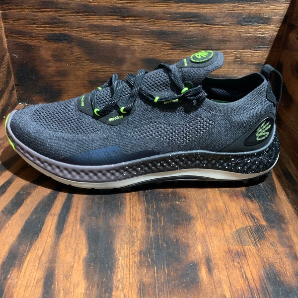 UNDER ARMOUR Charged Curry SL Golf Shoes Mens 9.5 Black Ash Lime 3025072-002
