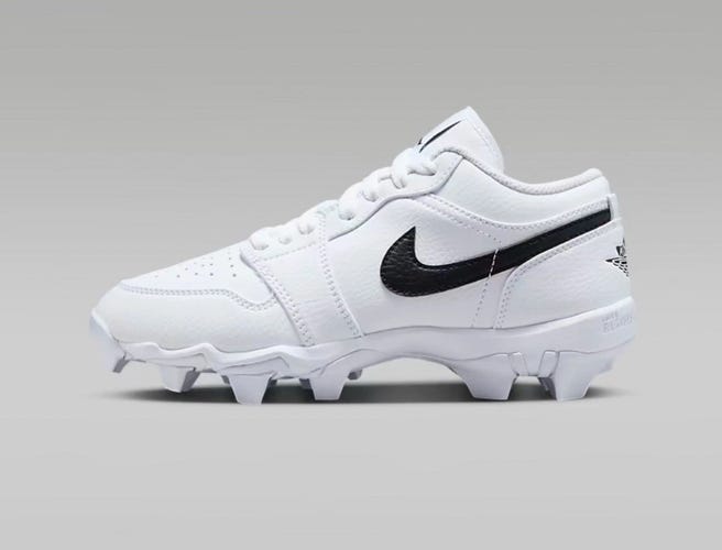Nike Air Jordan 1 Low White Football Baseball Cleat Size 5Y *NEW* HF6885-100