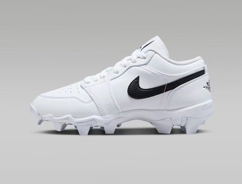 Nike Air Jordan 1 Low White Football Baseball Cleat Size 5Y *NEW* HF6885-100