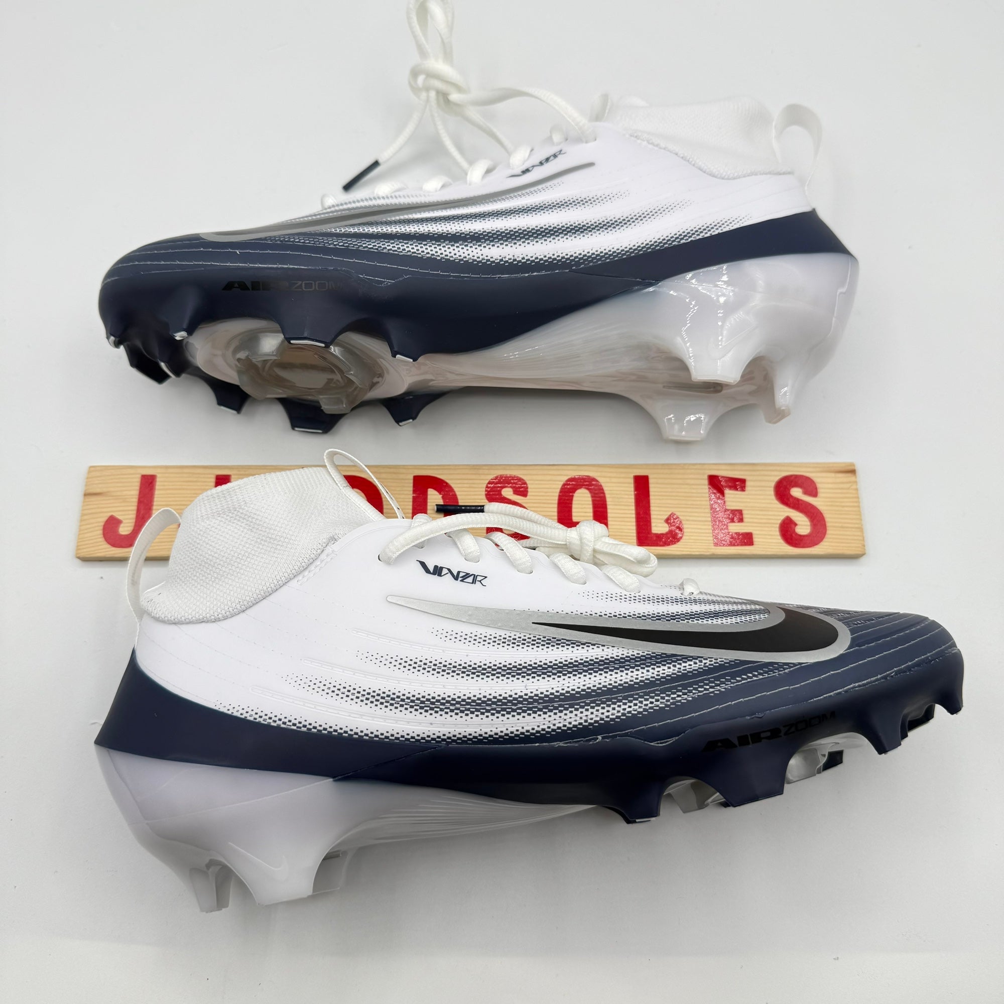 Nike Air Zoom Vapor 1 Pro Football Cleats HM8850-104 Size 9 White Navy Blue NEW NIKE Zoom Air Vapor Pro 1 Football Cleats Mens 8 Womens 9.5  main image 3