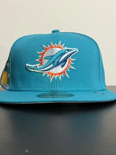 NFL Miami Dolphins New Era 5950 Cloud Icon OTC Fitted Hat 7 1/2