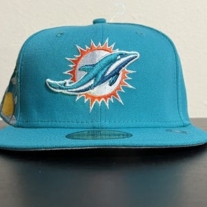 NFL Miami Dolphins New Era 5950 Cloud Icon OTC Fitted Hat 7 5/8