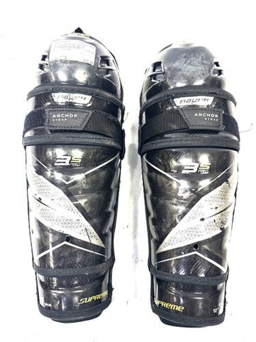 Used Bauer 3S PRO Intermediate Shin Guards Black 12" 11860-S000297642