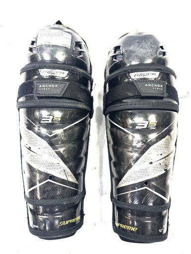 Used Bauer 3S PRO Intermediate Shin Guards Black 12" 11860-S000297642