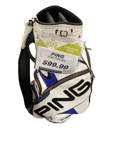 Used Ping 6 WAY CART BAG Mens Cart Bag White 11347-S000255973