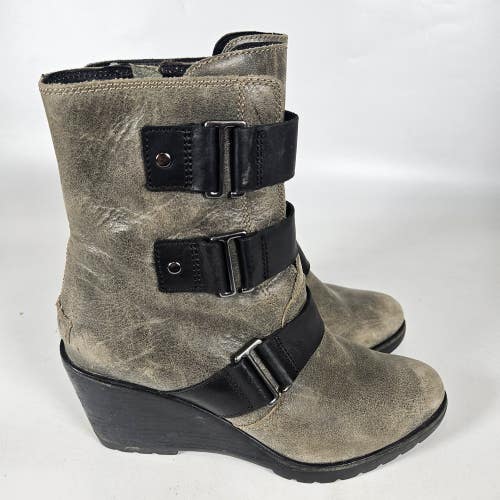 Sorel After Hours Wedge Bootie Women's Size 8 Gray and Kettle Black