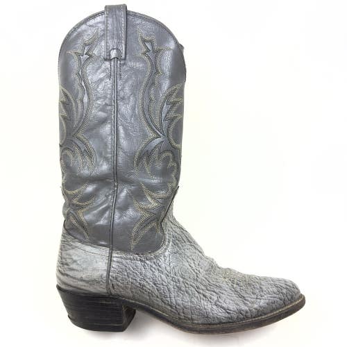 Dan Post El Paso Vintage Gray Antelope Leather Cowboy Boots Mens Size 9 D