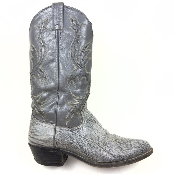 Dan Post El Paso Vintage Gray Antelope Leather Cowboy Boots Mens Size 9 D