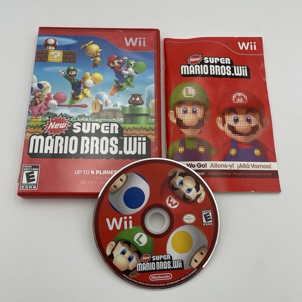 New Super Mario Bros Wii (Nintendo Wii) Complete w/ Manual CIB Tested
