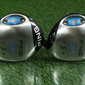 PING G2 WOODS SET 3W,5W TRUE TEMPER JZ STEEL STIFF FLEX BLACK DOT RH 14°,17°