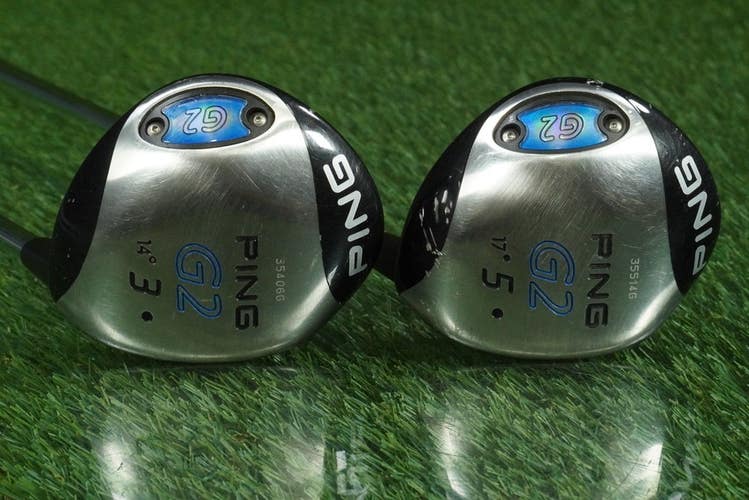 PING G2 WOODS SET 3W,5W TRUE TEMPER JZ STEEL STIFF FLEX BLACK DOT RH 14,17