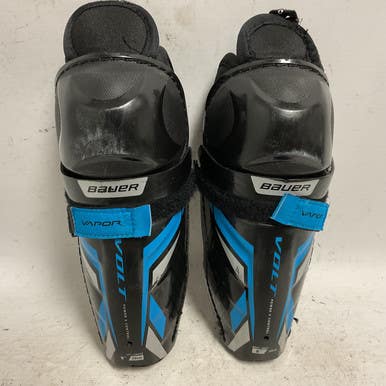 Used Bauer VAPOR VOLT Youth Shin Guards Black And Royal Blue 8" 11855-S000191405