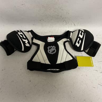 Used CCM LTP Youth Shoulder Pads Black And White SM 11855-S000191408