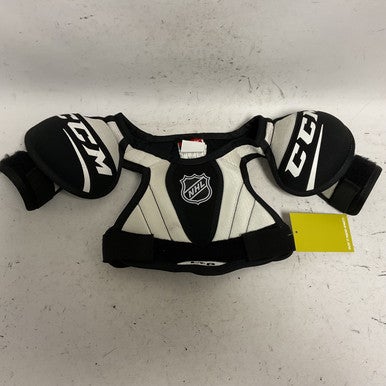Used CCM LTP Youth Shoulder Pads Black And White SM 11855-S000191408