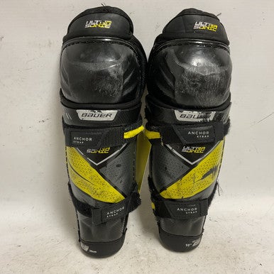 Used Bauer SUPREME ULTRA SONIC Youth Shin Guards Black And Yellow 10" 11855-S000190807