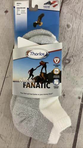 Thorlos OUTDOOR FANATIC Hiking Crew Ankle Socks White Grey Small
