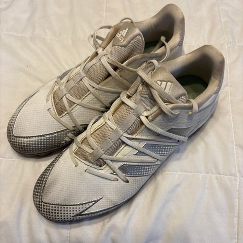 White Adidas Men’s Size 10 Rubber Baseball Cleats