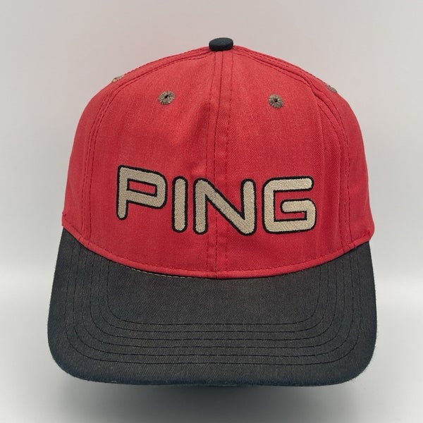 Vintage Ping Golf Leather Strapback Hat Cap Red Made In USA