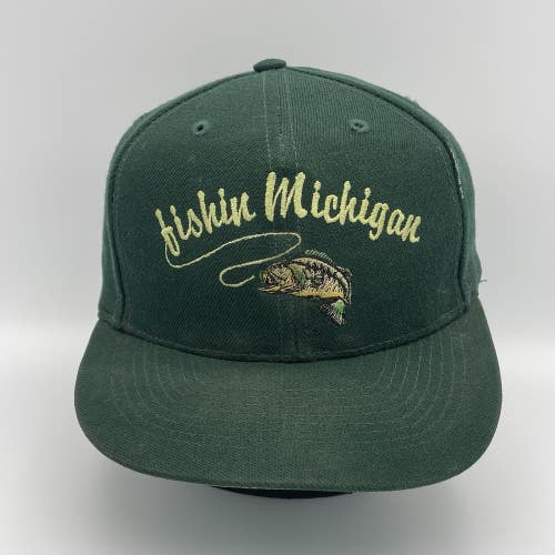 Vintage Fishin Michigan Snapback Hat Cap Fishing