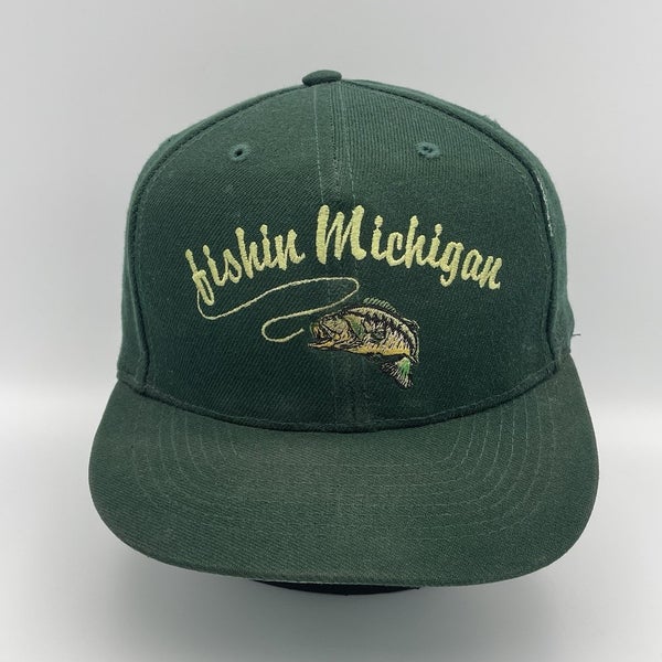 Vintage Fishin Michigan Snapback Hat Cap Fishing