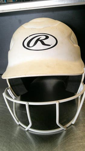 Used Rawlings RCFH Batting Helmet w/Mask White MD 11868-S000065613