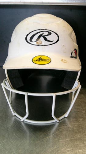Used Rawlings RCFH Batting Helmet w/Mask White SM 11868-S000065593
