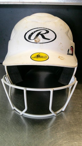 Used Rawlings RCFH Batting Helmet w/Mask White SM 11868-S000065594