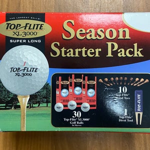Top Flite XL 3000 Super Long Season Starter Pack /10 Wooden TopFlite Tees , 1 Top Flite Divot Tool