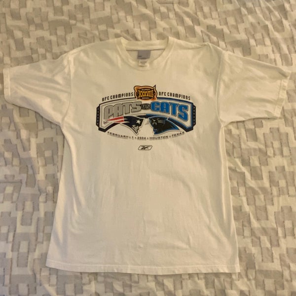 Reebok Super Bowl XXXVIII T-Shirt Patriots vs. Panthers (2004, Size L)